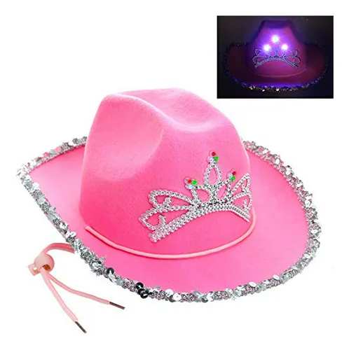 Gorro Vaquero Rosa Con Luces Led Para Niña