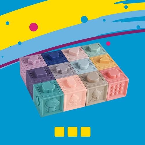 Imagen 2 de 5 de Tacos De Silicon Para Bebe. Juguetes Sensorial Y Educativo