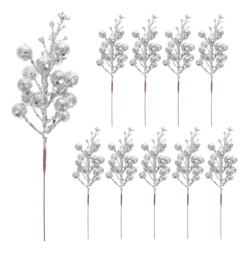 comprar 10 Unidades De Tallos De Bayas Artificiales Con Purpurina, R