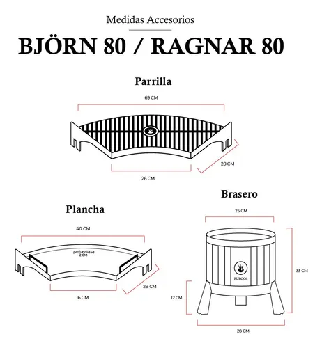 Asador Fogonero Bjorn 80 Cm De Diametro
