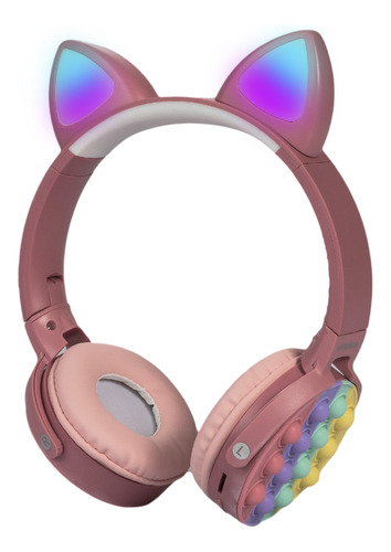 Auriculares Inalámbricos Bluetooth Gatito Burbujas Infantil Color Rosa