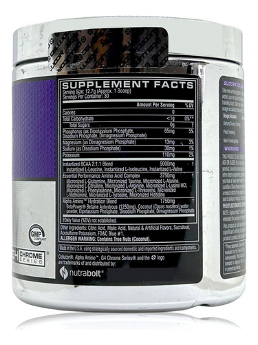 Suplemento En Polvo Cellucor Aminoácidos Bcaa's Alpha Amino Bcaa's Sabor Ice Blue Razz En Bote De 381g