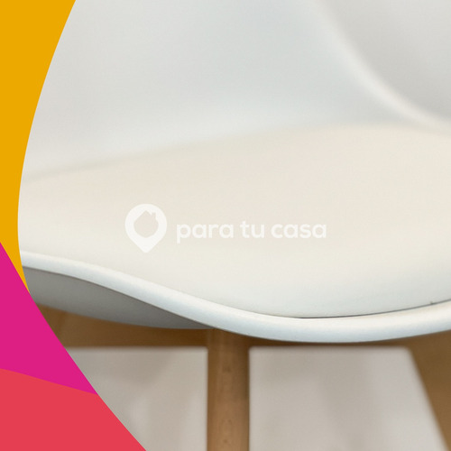 Imagen 2 de 10 de Set X 6 Sillas Eames Tulip De Comedor Almohadón Patas Madera