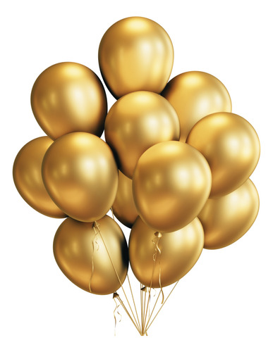 Balão Bexiga Dourado 9 Polegadas Festa Aniversário 100un
