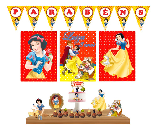Decoração Só Um Bolinho Aniversário Branca De Neve Simples