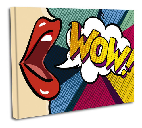 Cuadro Lienzo Canvas 60x80cm Comic Labios Rojos Mujer Wow