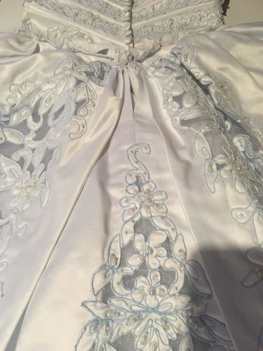 Vestido Boda 15 Años Essence Blanco Con Azul Flores Bordado | Envío gratis