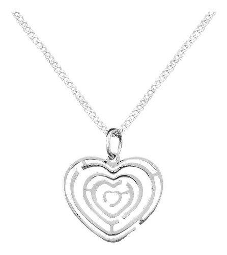 Dije Y Cadena Corazón Laberinto Plata .925 Con Envió  