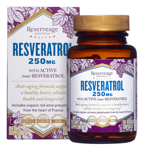 Reserveage Beauty, Resveratrol 250 Mg, Suplemento Antioxidan