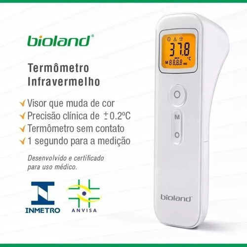 Termômetro Digital Bioland Infravermelho Anvisa E Inmetro Branco
