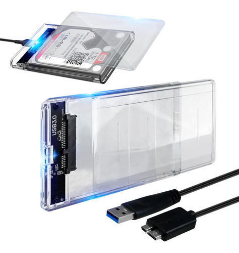 Gabinete Sata Slim Company Transparente 2.5 Pulgadas Usb 3.0 Disco Duro Externo Case Protector