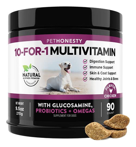 Multivitaminico Natural Omega 10 En 1 Para Perros 90 Pzas