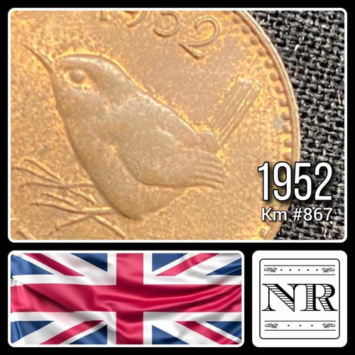 Inglaterra - 1 Farthing - Año 1952 - Km #867 - Pajarito