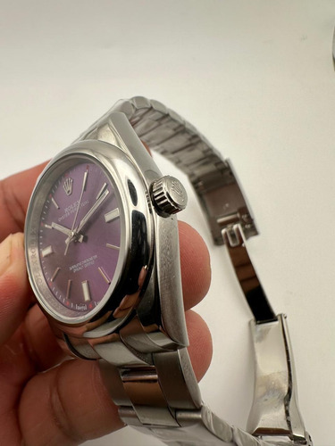 Reloj Automatico Oyster 36mm Dama Morado Cristal Zafiro (Reacondicionado)