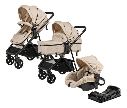 Carriola D Bebe Travel System Prince Con Autoasiento Color Negro Chasis Arena