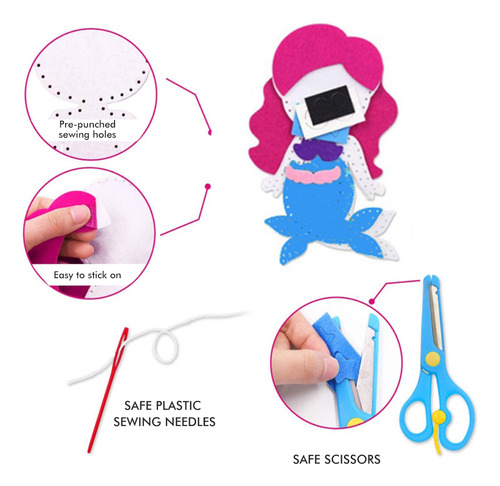 Kit De Costura De Fieltro Para Niños, 8 Piezas, Animales Del