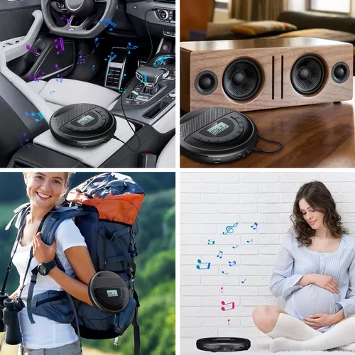 Reproductor de CD portátil, reproductor de CD portátil recargable para  coche y viajes, reproductor de CD Walkman con auriculares y antisaltos ya