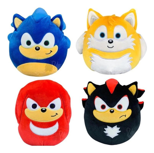 Set 4 Peluches Squishmallows Sonic Shadow Tails Knuckles