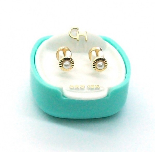 Imagen 2 de 3 de Abridores Ch Oro 18k Facetado Con Perla Simil Ch119 Ctas