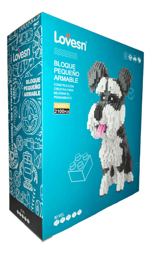 Perro Snauzer Figura Para Armar 3d 2100 Bloques Armables Toy 2100 Schnauzer