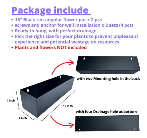 Maceta De Pared Rectangular De Metal Colgante Para Suculenta