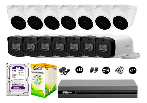 Cámaras Seguridad Kit 14 1080p + Disco 1tb 40m Largo Alcance