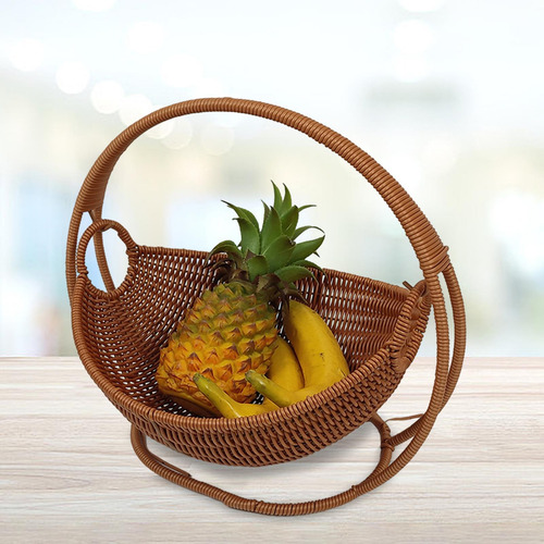 Cesta Tecida À Mão Com Alças, Suporte De Frutas, Balcão