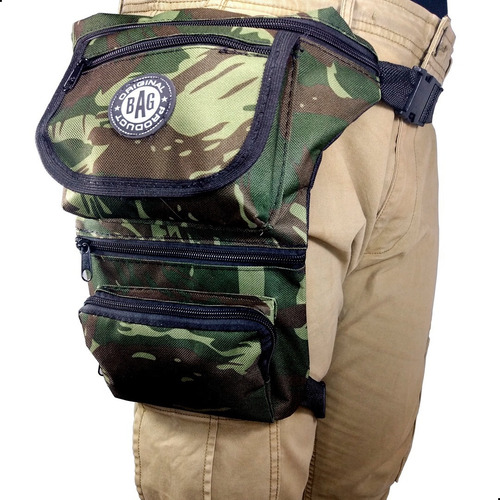 Pochete Perna Masculina Camping Motoboy 5 Bolsos Cartucheira