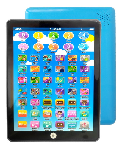 Piano Tablet 62 Teclas Com Jogos Alfabeto Educativo Azul