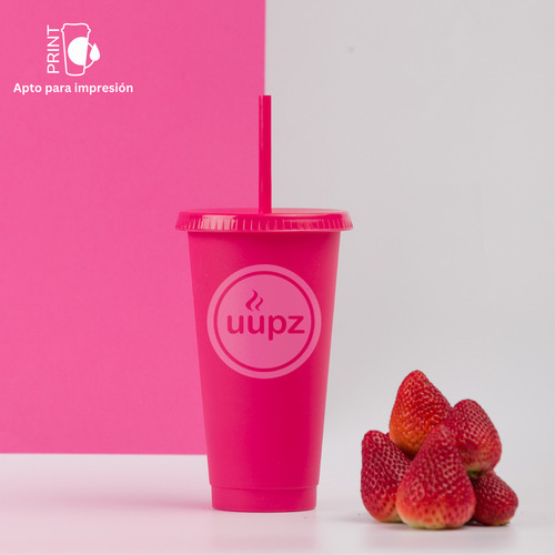 70 Vasos Uupz Sun 709 Ml Con Tapa Y Popote De Plastico Morado