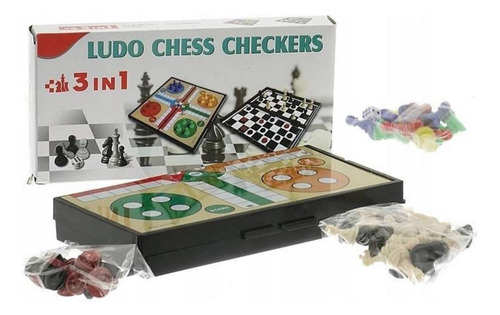 Juego De Mesa Magnetico 3 En 1 Ludo Damas Ajedrez 24cms