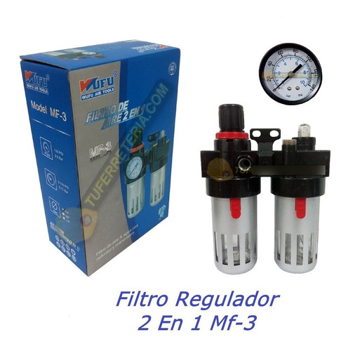 Imagen 2 de 6 de Unidad Filtro Aire Regulador Lubricador 3/8 Mf-3 Wufu
