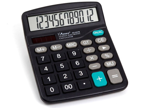 Calculadora De Mesa Escritório Display 12 Dígitos Simples Cor Preto
