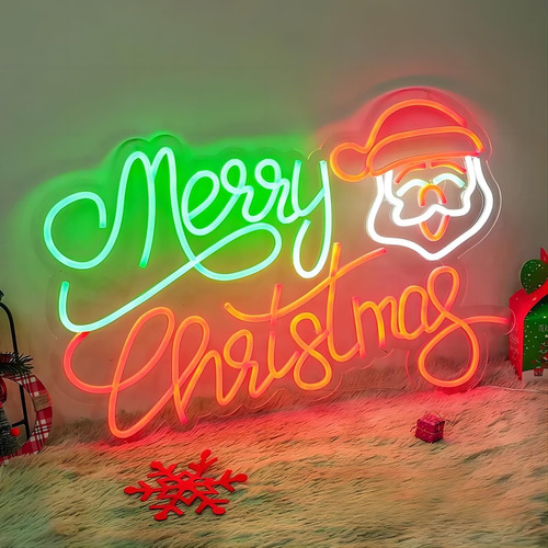 Letrero Neon Texto Ingl «merry Christmas» «happy Holidays» V