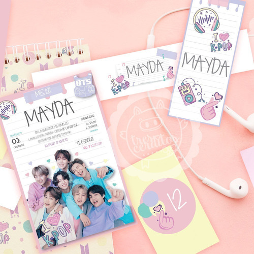 Kit Imprimible Textos Editable Bts K-pop Cumpleaños!