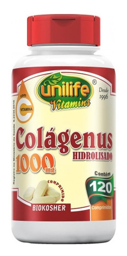 Colágenus Hidrolizado + Vitamina C 1000mg 120c Unilife