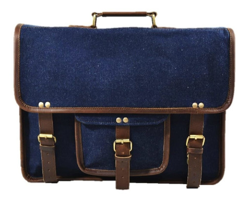 Bandolera Vintage 16 Eragle Cuero Genuino Denim Portatil