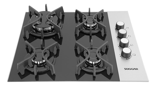 Cooktop Mesa De Vidro E Inox 4q À Gas Fg4404fvpix Suggar Bivolt