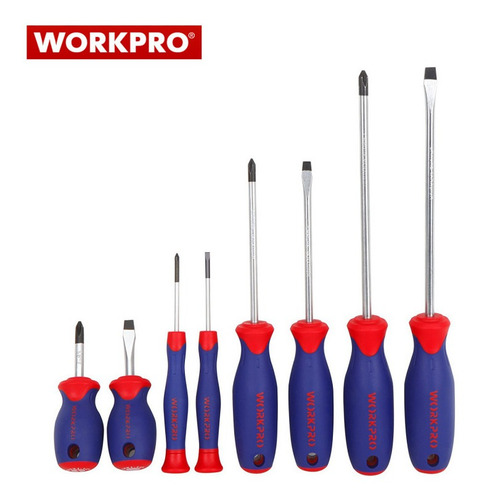 Juego 8 Destornilladores Vanadio Magneticos Workpro W00083si