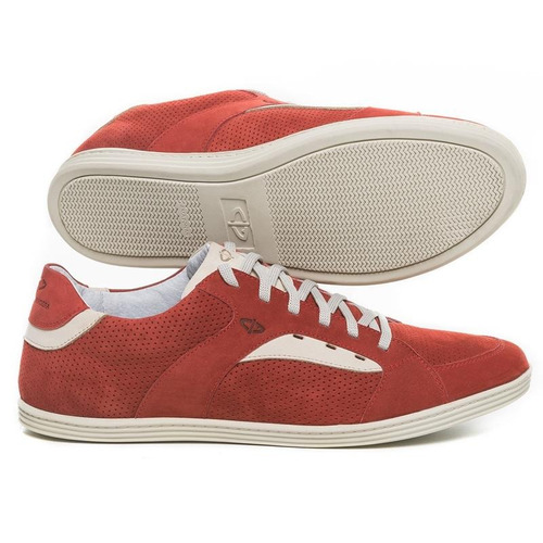 Imagem 1 de 4 de Sapatênis 100% Couro Legítimo Masculino Vermelho Frete Grátis