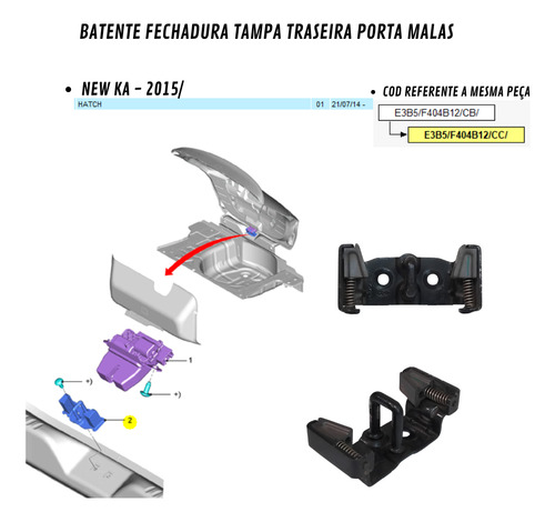 Batente Fechadura Porta Malas Ford New Ka 2015/ Original (Usado)