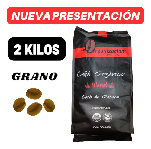 Café Gourmet 100% Orgánico En Grano 2 Kg La Organización Oax