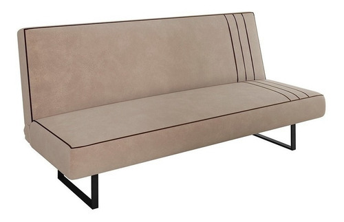 Sofá Cama Austrália 194 Cm Encosto Reclinável Suede Bege