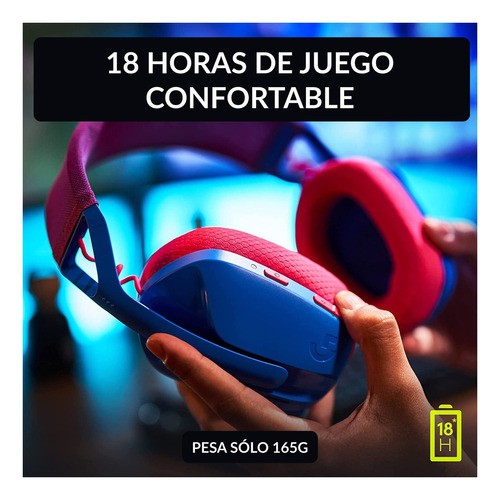 Imagen 9 de 10 de Auriculares gamer inalámbricos Logitech G Series G435 x 1 unidades azul y frambuesa