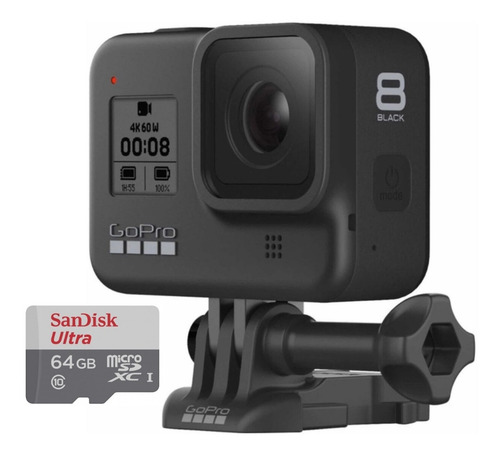 Câmera Digital Gopro Hero 8 Black 12 Mp 4k + Sd 64gb Com Nfe
