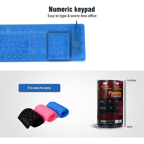 * 108 Teclas Usb Silicone Flexível Teclado Dobrável