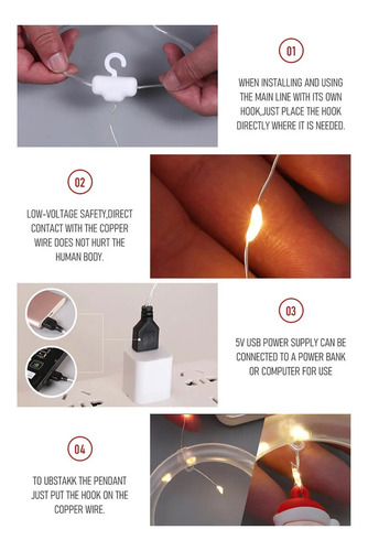 Lámpara De Cadena Navideña Usb De 3 M, Luces Para Muñecas, 1