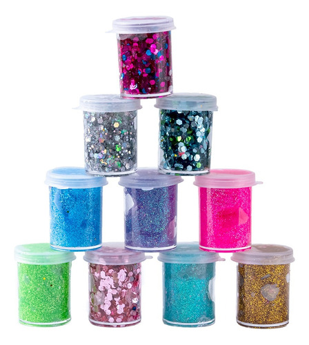 Glitter En Gel X10 Potes Varios Colores Para Rostro Cuerpo