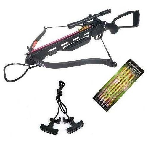 Ballesta De 150 Lbs 7 Flechas Mira Telescopica Arco Caceria Color Negro
