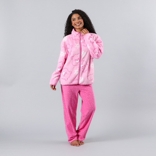 Poleron Coralfleece Con Cuello Alto Flores Mujer 33736-13